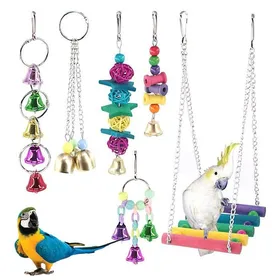 Meilleurs prix pour Jouets pour oiseaux perruches calopsittes cloches suspendues cage à oiseaux hamac balançoire échelles descalade