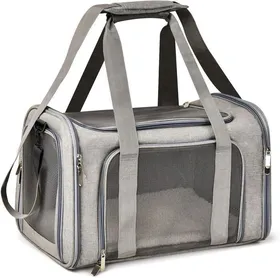 Meilleurs prix pour Sac de Transport Chat Chien, Matelas Souple, Respirant et Pliable, Caisse de Transport Respirant pour Petit Chien Chat, Gris