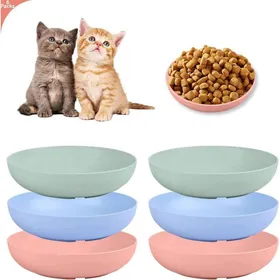 Comparer les prix de Gamelle pour chat peu profonde 14 cm lot de 6 pour pattes courtes nourriture humide assiette PET paille de blé