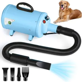 Meilleurs prix pour VOWNER Séchoir professionnel - 2800W sèche-poils toilettage pour chiens et chats, vitesse et température du vent réglables, 4 Buses
