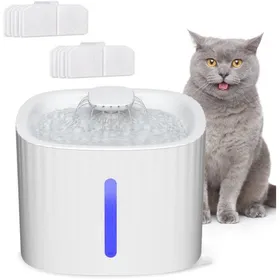 Meilleurs prix pour Fontaine à eau pour chats et chiens - 3 L - Inclut 6 filtres à charbon actif - Distributeur deau silencieux pour chats - Avec LED -