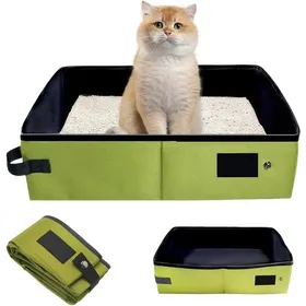 Meilleurs prix pour Bac à litière chat pliable - 1 unité - Tissu Oxford - Portable et étanche - Voyage camping extérieur - Vert 45x35 MICRODERMABRASION