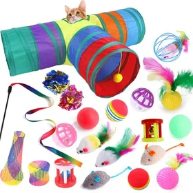 Meilleurs prix pour Ensemble de 21 jouets pour chat, tunnels pliables et jouets interactifs en plumes pour chats d'intérieur