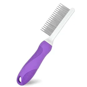 Comparer les prix de Peigne démêlant pour chien et chat, peigne de toilettage avec dents longues et courtes en acier inoxydable (violet)