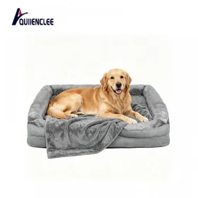Comparer les prix de Coussin chien déhoussable QUIIENCLEE grand lit pour chien en coton en forme de U 106×80×20cm gris