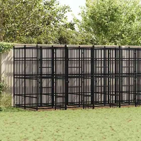 Comparer les prix de Chenil dextérieur pour chiens - vidaXL - Acier enduit de poudre - 129 m² - Noir - 672x192x200 cm - Porte 50x180 cm