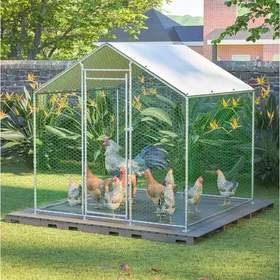 Meilleurs prix pour Enclos poulailler en métal gris 2 x 2 x 2 m avec serrure de sécurité et bâche PE imperméable