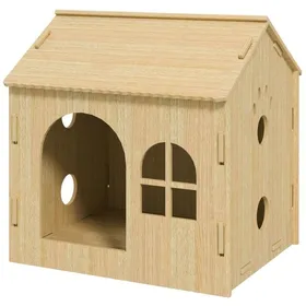 Comparer les prix de Niche Pour Chien Et Chat 50x41x51 Cm - Design Mignon En Style Chêne - Coussin Inclus - Pour Lintérieur - Maison Confortable