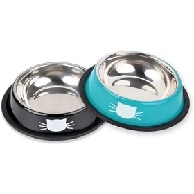 Meilleurs prix pour Gamelle pour Chat Bol pour Chat 2 pices Gamelle Chat en Acier Inoxydable Anti-drapant Bol de Chat Ensemble Mangeoirs et GAMELLE