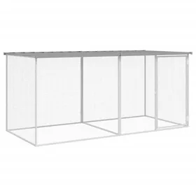 Comparer les prix de Poulailler enclos cage poules avec toit clair 203 x 98 x 90 cm acier galvanisé gris 02_0043983