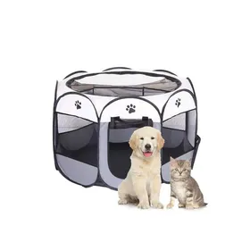 Comparer les prix de Parc Chien Portable Toile Oxford Imperméable Intérieur/Extérieur Pour Chiens/Chats/Lapins Gris - Montage Rapide