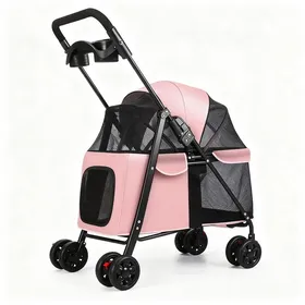 Comparer les prix de Poussette Animaux Pliable - FIANAO - Maille Anti-Chaleur Suspension 360° Grand Espace + Porte-Gobelet - Rose