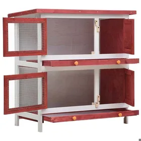 Meilleurs prix pour Clapier dextérieur 4 portes - vidaXL - bois de sapin massif - rouge et blanc - 38 x 77 x 795 cm - résistante aux intempéries vej62
