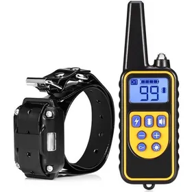 Comparer les prix de 880m Choc Électrique Rechargeable Étanche Chien collier de Dressage avec écran LCD pour les tailles des Chiens Noir et Jaune