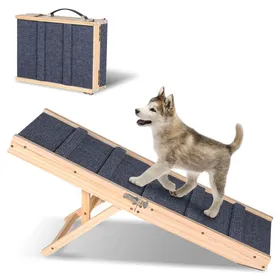 Comparer les prix de Clanmacy Rampe pour chien en bois Rampe pour animaux avec tapis de traction 5 pattes antidérapant pliable PONT - ESCALIER