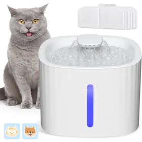Comparer les prix de Fontaine à Eau Silencieuse pour Chat et Chien 3L Distributeur avec LED et 3 Filtres à Charbon Odipie