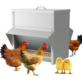 Comparer les prix de 25KG Mangeoire A Poule Automatique en Acier Agrainoir Automatique Distributeur Graines Poules Anti Gaspillage Accessoire MANGEOIRE