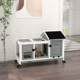 Meilleurs prix pour Clapier cage à lapins rongeurs sur roulettes 2 portes verrouillables - dim. 108L x 58l x 735H cm - bois massif