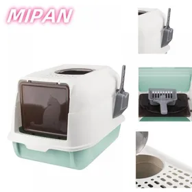 Meilleurs prix pour MIPAN 36*51*34cmBac à litière pour chat de grande capacité-Bac à litière pour animaux de compagnie Facile à nettoyer Bleu ciel