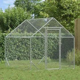 Meilleurs prix pour Moderne Enclos Poulailler - Cage à poules Argent 200x170x177cm Acier galvanisé@FR(829180）