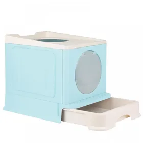 Comparer les prix de MIPAN Bac à Litière pour Chat,Litiere pour Chat Fermée, Bac à Litière pour Chat avec Pelle Maison de Toilette bleu clair