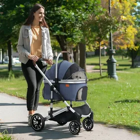 Meilleurs prix pour WEIGULO Poussette pliable 3 en 1 pour chiens et chats jusquà 10 kg bleu foncé