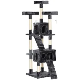 Meilleurs prix pour Arbre A Chat Xxl Avec Grotte + Échelle Structure Multi-niveaux 49x49x173cm - Pour Grimper Et Se Cacher Gris