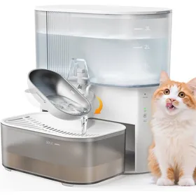 Comparer les prix de Fontaine chat sans fil et sans filtre batterie 2000 mAh eau propre/usée séparée bol inox 35 L blanc