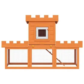 Meilleurs prix pour Clapier dextérieur pour lapins - WIENS - 142x50x101 cm - Brun - Bois de sapin massif - Treillis métallique