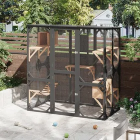 Meilleurs prix pour Grand enclos extérieur pour chats de 70 po pour plusieurs chats toit étanche noir