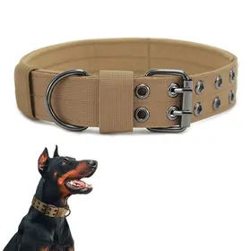 Comparer les prix de Collier pour chien-Collier militaire pour chien en nylon réglable avec boucle en métal robuste(XL marron)