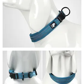Comparer les prix de Collier pour chien confortable en Nylon rembourré + bande réfléchissante 3M. Couleur Bleu Roy Taille S