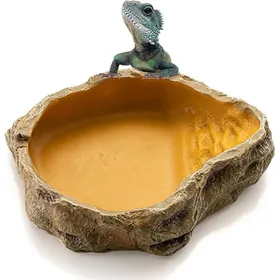 Comparer les prix de Bol à eau - Bol deau en résine de simulation - Facile à nettoyer - Utilisation polyvalente - Pour reptiles lézards