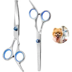 Comparer les prix de 2Pcs，Ciseaux Courbes pour Toilettage dAnimaux Ciseaux Toilettage Chien Professionnel avec Embouts de Sécurité Ronds