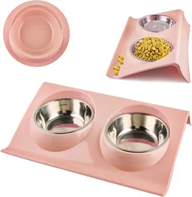 Comparer les prix de Gamelle pour chien gamelle pour chat ensemble de gamelles pour animaux de compagnie gamelle en acier inoxydable gamelle double