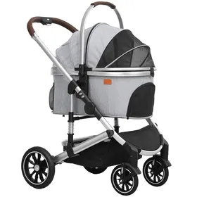 Comparer les prix de WEIGULO Poussette pliable 3 en 1 pour chiens et chats jusqu'à 10 kg, poussette pour chat gris clair