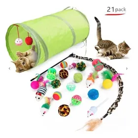 Comparer les prix de Jouet interactif pour chat - 21 pièces - Plume souris clochette - Vert - FlashDOG Tech