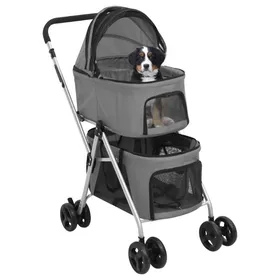 Meilleurs prix pour Poussette pour chien - mango - pliante - à 2 niveau -x Gris 83x48x97 cm A207