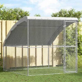 Comparer les prix de （ON SALE)Cage à poules - enclos à poules poulailler avec enclo Argenté 2x2x2 m Acier galvanisé @FR(349078)