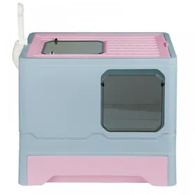 Meilleurs prix pour Bac à litière pliable pour Chat avec pelle - ERROLVES - Bleu - Maison de toilette en PP - 45*35*38 CM