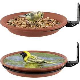 Comparer les prix de Bain doiseaux en résine [2 Pièces] Baignoire pour Oiseaux Extérieur Mangeoire et Abreuvoir pour Colibris et Sauvages [D.21cm]
