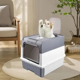 Comparer les prix de JEOBEST. Maison de Toilette Chat XXL anti-odeur, Bac à Litière avec couvercle et pelle, 1 sac désodorisant gratuit, Gris