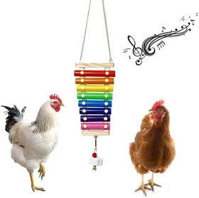 Meilleurs prix pour Jouet xylophone en bois pour poulailler 8 touches colorées et pierre à aiguiser