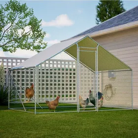 Comparer les prix de ULEVR poulailler extérieur en métal 3 x 2 m avec toit volière blanche grillagée et porte verrouillable