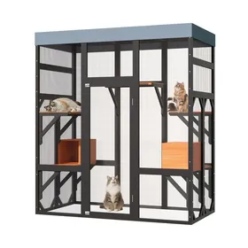 Comparer les prix de Grand enclos extérieur pour chat Catio de 70 po avec condos toit étanche et résistant aux UV 5 plates-formes et 2 boîtes de repos