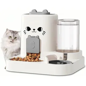 Comparer les prix de Distributeur de nourriture et deau pour chat 2 en 1 - Mangeoire par gravité 1 8 L et 0 8 L