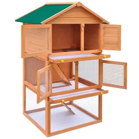 Meilleurs prix pour BEL ACHAT*Clapier - Enclos Extérieur de Jardin - poules/lapins - Poulailler dextérieur Enclos pour petits animaux 3 niveaux Bois