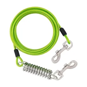 Comparer les prix de Câble dattache pour chien de 5 mlaisse dextérieur robuste et anti-nœudsavec crochet de verrouillage à ressort