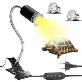 Meilleurs prix pour Lampe chauffante Tortue Reptiles Lampe Tortue Terrestre avec minuterie und 2 UVA UVB 50W Lampe Terrarium avec pince ECLAIRAGE