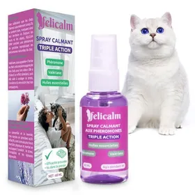 Meilleurs prix pour Spray calmant pour chat - FELICALM - 60 ml - Phéromones naturelles - Valériane & lavande - Action ~4h